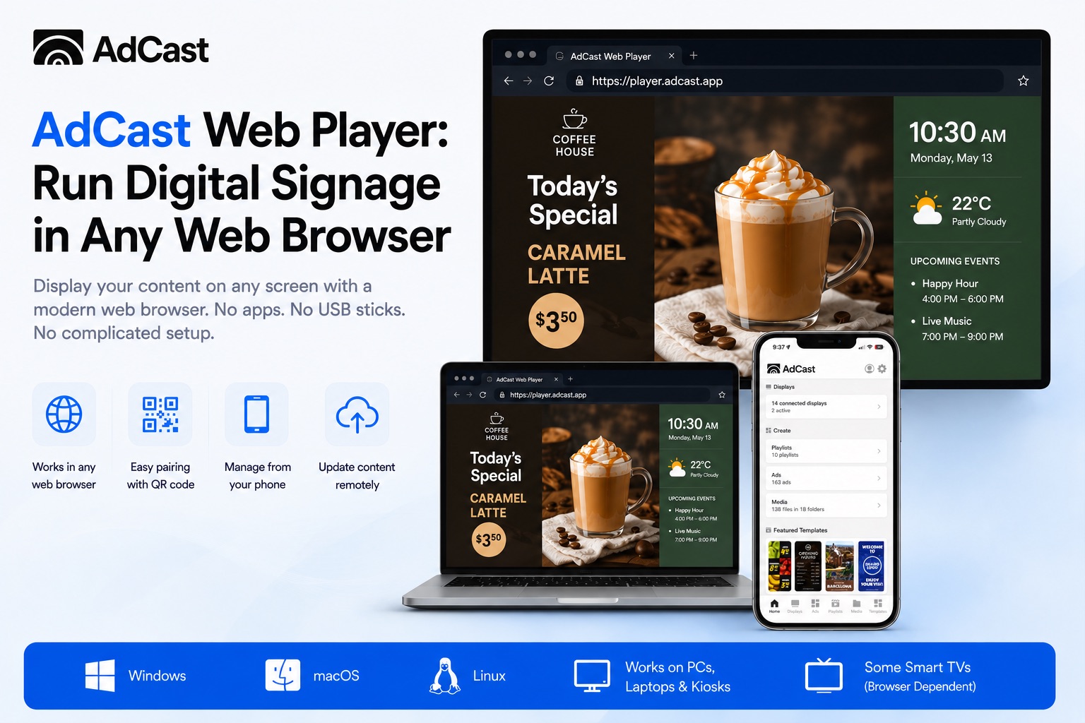 AdCast Web Player: Digital Signage Player for Any Web Browser